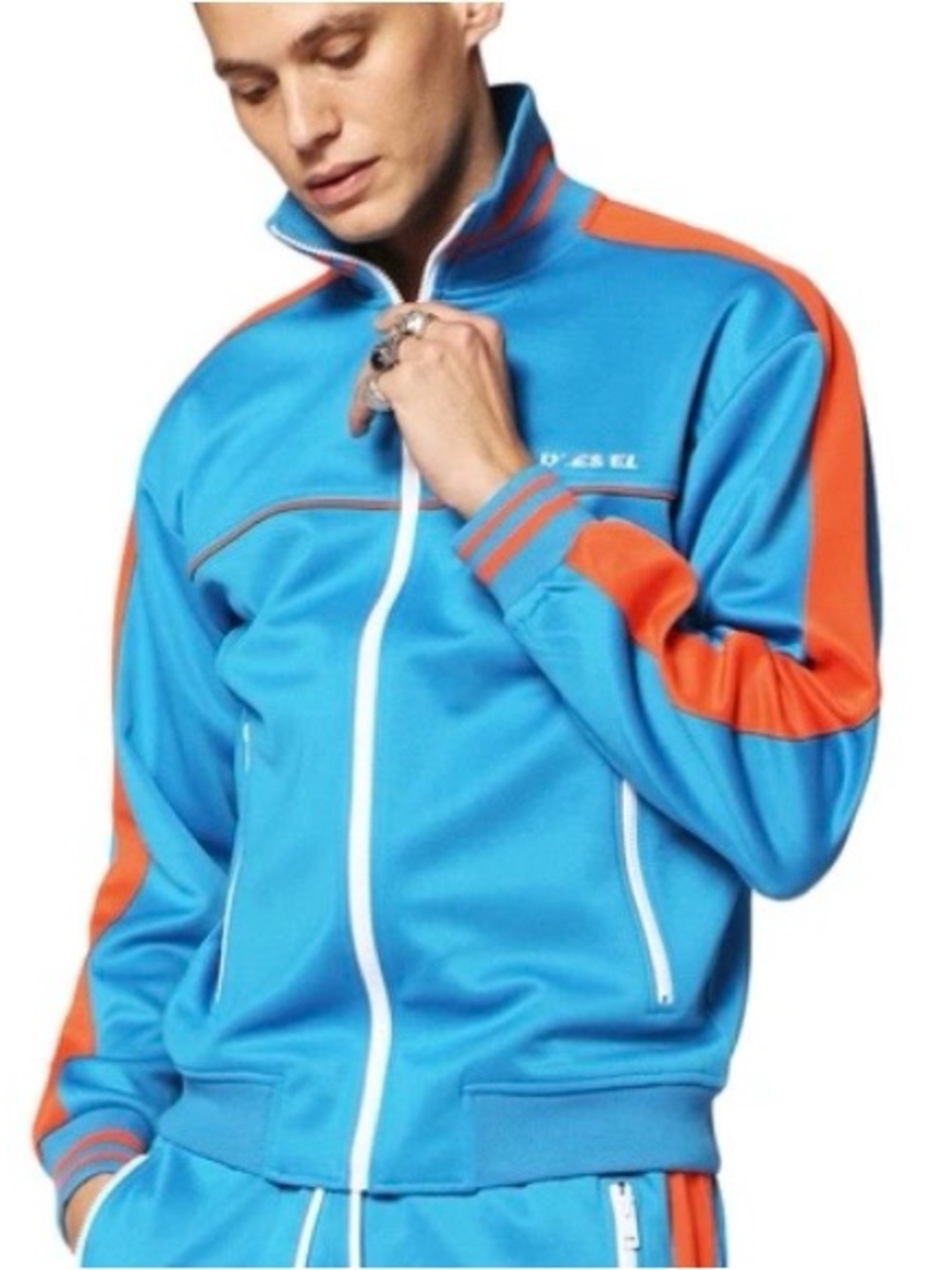 Diesel S-Roots Felpa Striped Color Block Track Jacket New With Tags